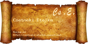 Csetneki Etelka névjegykártya